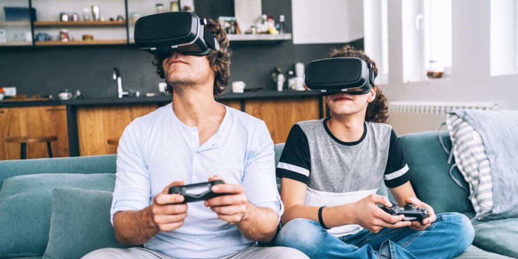 Family Fun with a Virtual Reality Headset at Christmas